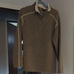 Men's Quarter-Zip Fleece Pullover Sweater - Brown